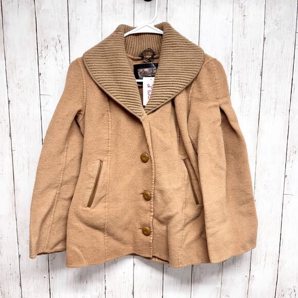 Mackage Jacket Women Size Small Camel Brown Spread Collar Button Down Wool Coat - Picture 1 of 12